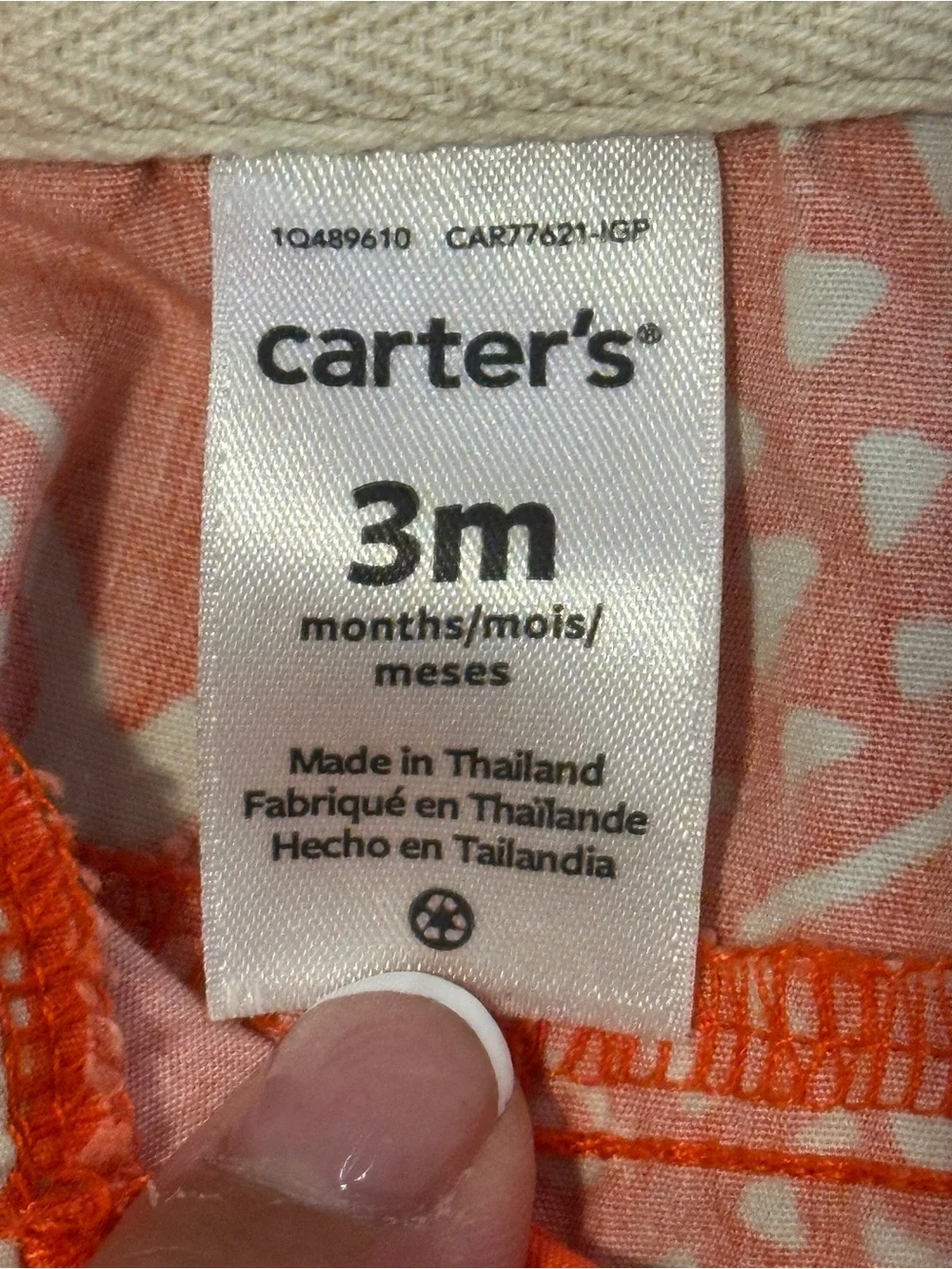 Carter's Coral and White Pineapple Print Romper